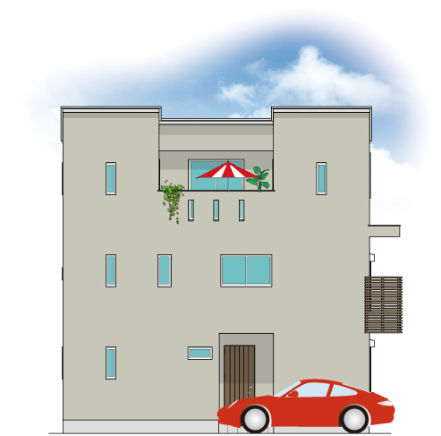 菅原3丁目D号地モデルハウスの外観イメージ図