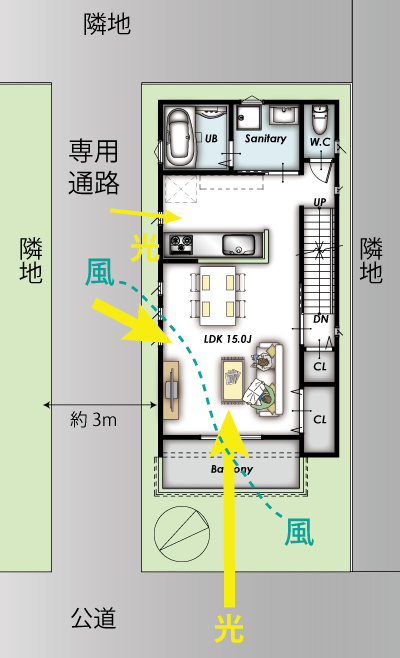 東淀川区小松2丁目T-HOUSE広い玄関のイメージ図